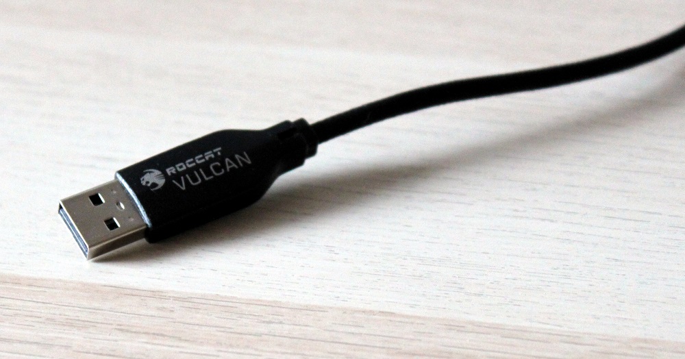 The ROCCAT logo on the Vulcan keyboard USB connector